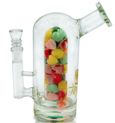 8" Bubbler with Heart Theme Water Pipe