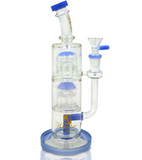 10" 8 Arm Double Tree Perc with Worked Slitted Down Tube Water Pipe