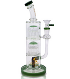 10" 8 Arm Double Tree Perc with Worked Slitted Down Tube Water Pipe