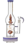 12" Vase with Coral Colors Rocket on Showerhead and Bulged Coin Perc Water Pipe