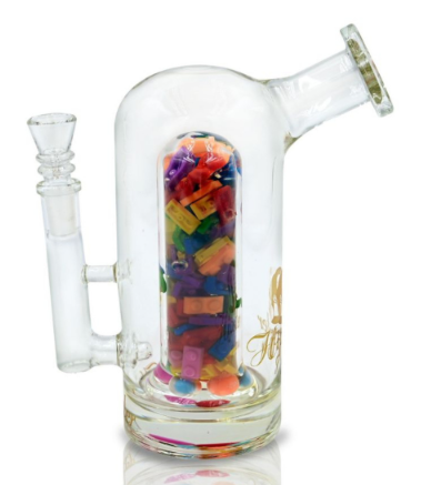 8" Bubbler with Building Blocks Theme Water Pipe