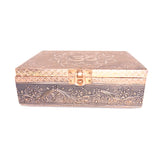 Carved Metal over Wood Keepsake Box with Latch - OM Symbol
