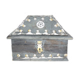 Inlaid Carved Wood Keepsake Chest - Pentacle