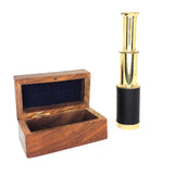 Carved Wooden Keepsake Box - 6" Telescope with Brass Inlay