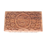6.5in Carved Wood Keepsake Box - OM Symbol
