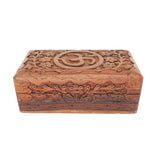 6.5in Carved Wood Keepsake Box - OM Symbol