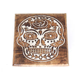 Carved Wooden Keepsake Box - Skulls