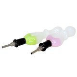 #2432 10mm Slime and White Donut Glass Nectar Straw