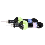 #2434 10mm Slime and Black Stripe Donut Glass Nectar Straw