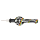 #2439 10mm White Rasta Stripe Donut Glass Nectar Straw