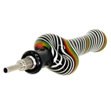 #2439 10mm White Rasta Stripe Donut Glass Nectar Straw