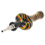 #2442 10mm Black Rasta Stripe Donut Glass Nectar Straw