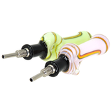 #2446 10mm Slime and Rasta Donut Glass Nectar Straw