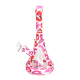 10" Printed Silicone Water Pipe with Glass Sides - Kiss