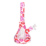 10" Printed Silicone Water Pipe with Glass Sides - Kiss