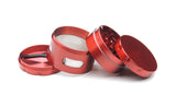 4 Piece Metal Grinder with Side Windows Herb Grinder Online Smoke Shop Online Head Shop Red Herb Grinder