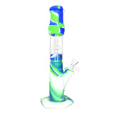 12" Silicone Water Pipe with Glass Perc Straight Tube - Green