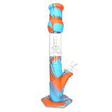 12" Silicone Water Pipe with Glass Perc Straight Tube - Orange/Blue
