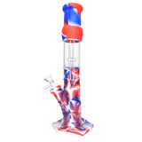 12" Silicone Water Pipe with Glass Perc Straight Tube - Red