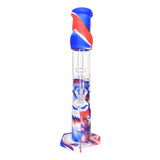 12" Silicone Water Pipe with Glass Perc Straight Tube - Red