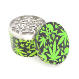 4 Part 50mm Grinder with Wrapped Design Wrapped - Leaves and Skulls
