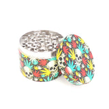 4 Part 50mm Grinder with Wrapped Design Wrapped - Teal Leaves