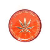 3 Part 50mm Grinder with Amsterdam Logo - Red Big Leaf