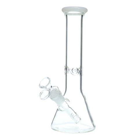 10" 38mm Glass Beaker with Diffused Down Stem - Ghost