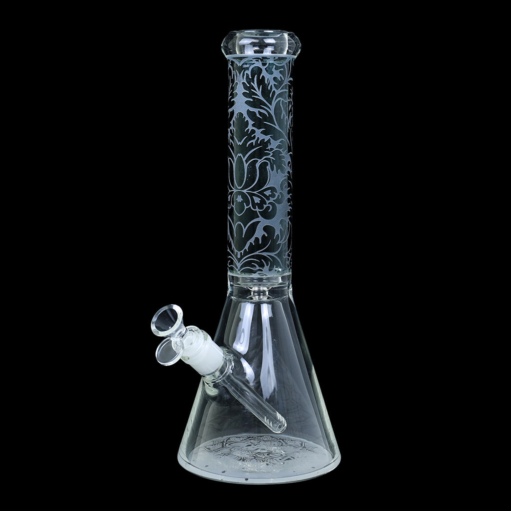 13in Clover WPB-318A Etched Glass Water Pipe - Black, Up-N-Smoke, Online  Smoke Shop