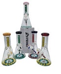 10" 9mm Double Fire Polished Beaker with Worked Color Downstem Water Pipe