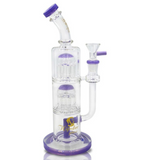 10" 8 Arm Double Tree Perc with Worked Slitted Down Tube Water Pipe