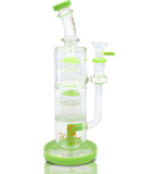 10" 8 Arm Double Tree Perc with Worked Slitted Down Tube Water Pipe