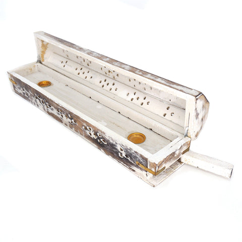 Coffin Incense Burner - White Wash