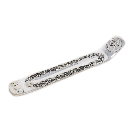 9" Silver Plated Incense Burner - Triple Moon and Pentacle