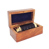 Carved Wooden Keepsake Box - 6" Telescope with Brass Inlay
