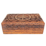 6.5in Carved Wood Keepsake Box - Peace