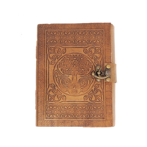 Leather Journal w/ Latch Closure - Tree of Life w/ Celtic Knots