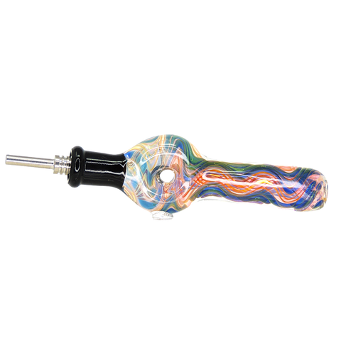 #2445 10mm Multi-Color Fumed Donut Glass Nectar Straw