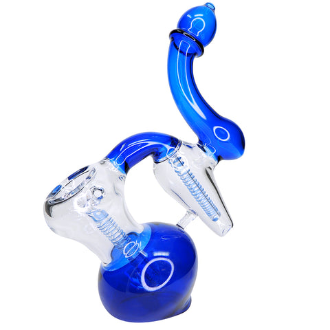 8in Double Chamber Standing Bubbler - Blue