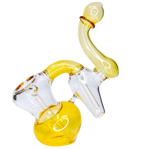 8in Double Chamber Standing Bubbler - Yellow