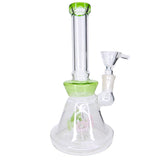 8" Hourglass Water Pipe with Colored Inset Percolator - Green
