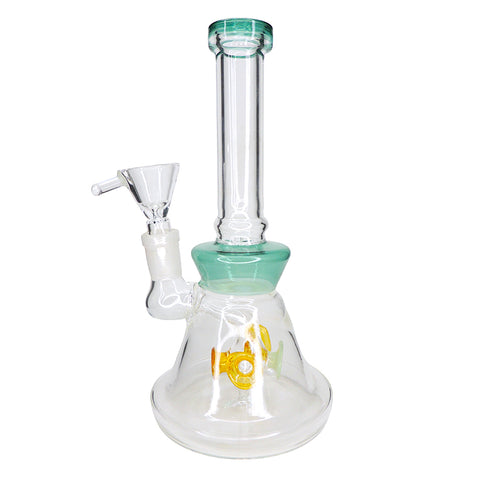 8" Hourglass Water Pipe with Colored Inset Percolator - Teal