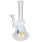 8" Hourglass Water Pipe with Colored Inset Percolator - White