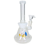8" Hourglass Water Pipe with Colored Inset Percolator - White