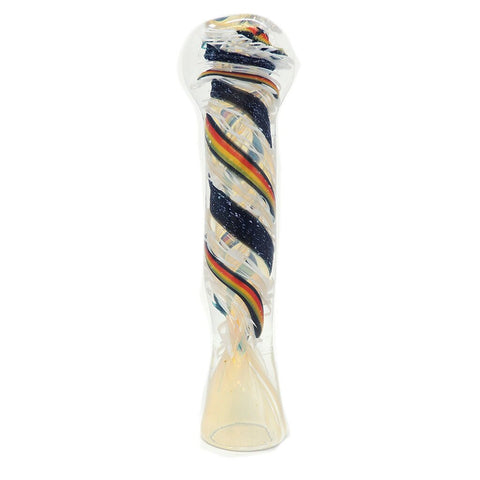 Hand Eeze 3.5" Silver Fumed w/ Dichro and Rasta Stripe Chillum - Color Changing!