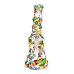 8" Printed Ribbed Silicone Water Pipe with Glass Sides - Skulls
