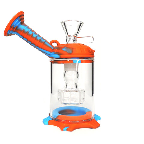 7.5" Domed R2-D2 Silicone Rig with Matrix - Orange/Blue