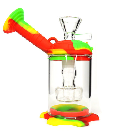 7.5" Domed R2-D2 Silicone Rig with Matrix - Rasta