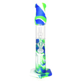 12" Silicone Water Pipe with Glass Perc Straight Tube - Green