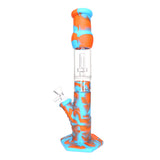 12" Silicone Water Pipe with Glass Perc Straight Tube - Orange/Blue